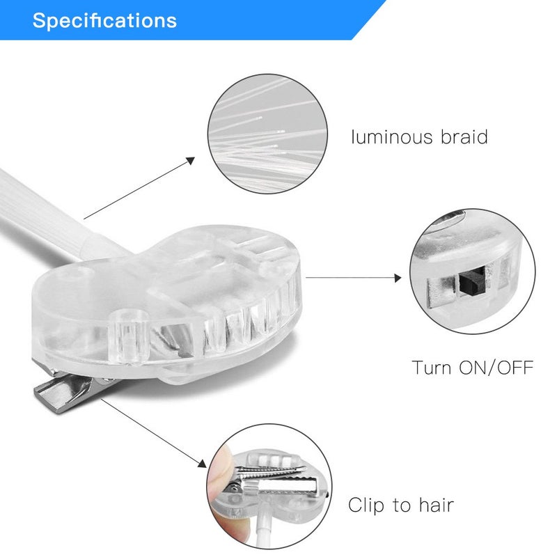 Novelty Place 12Pcs LED Hair Light Up Fiber Optic, LED Hair Extension with Clip, Bar Dancing Hairpin Flashing Braid Glow in the Dark Party Accessories - Image 2